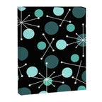 Atomic Age Dots And Starbursts Black Turquoise Canvas Print Gallery Image 8