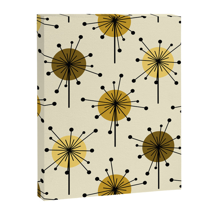 Atomic Era Sputnik Starburst Flowers Light Yellow Canvas Print Gallery Image 1