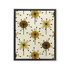 Atomic Era Sputnik Starburst Flowers Light Yellow Framed Canvas Print Gallery Image 8