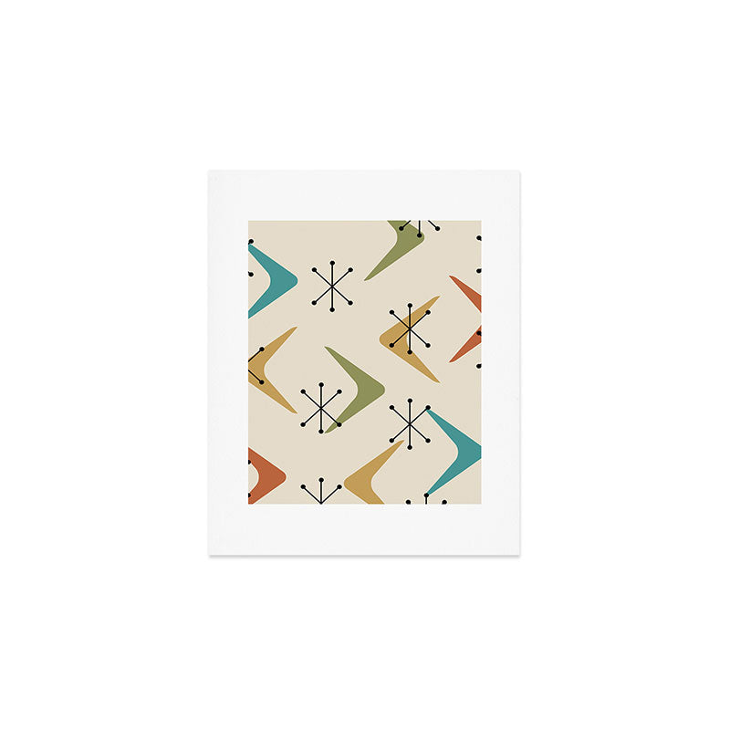Mid Century Boomerangs And Starbursts Multicolored 1 Art Print Gallery Image 1