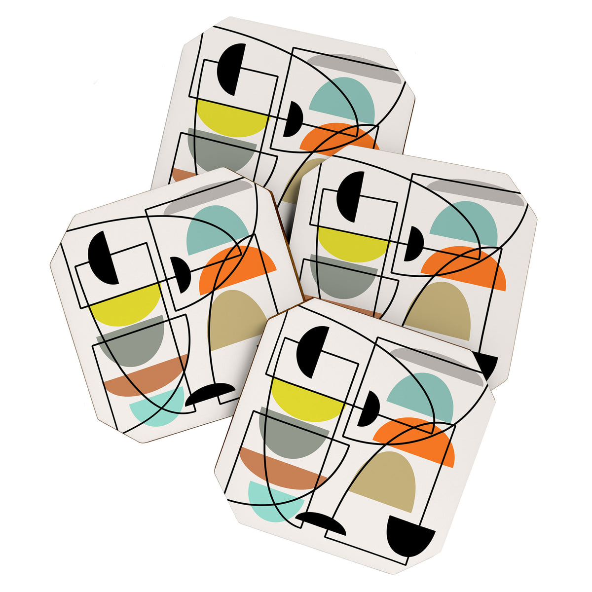 Mid Century Modern "Bowls" Coaster Gallery Image 1