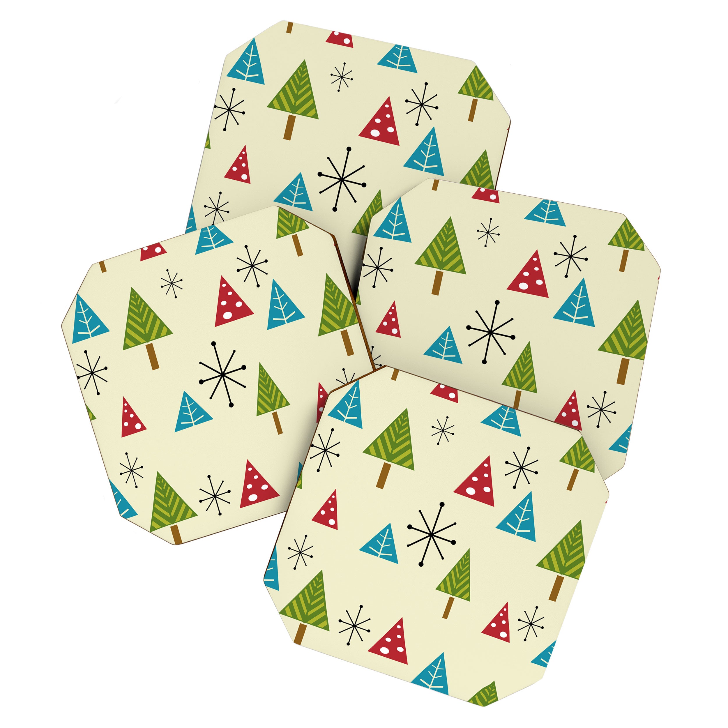 Mid Century Modern Christmas Trees Coaster Gallery Image 1