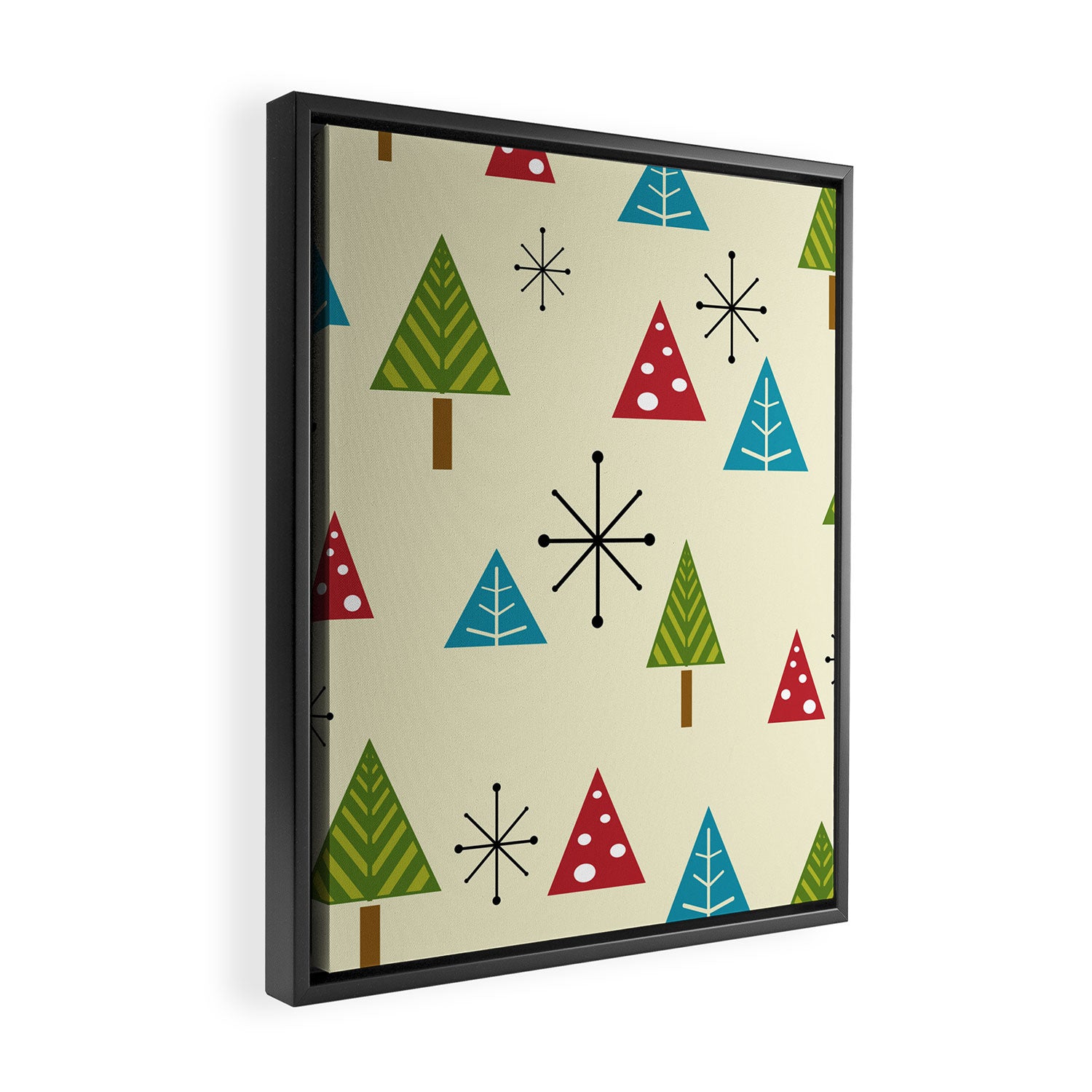 Mid Century Modern Christmas Trees Framed Canvas Print Gallery Image 2
