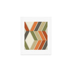 Mid Century Modern Diagonal Stripes Green Orange Art Print Gallery Image 1