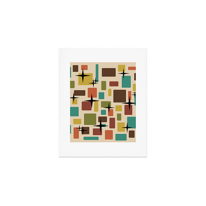 Mid Century Modern Disarrayed Bricks Multicolored Art Print Gallery Image 1