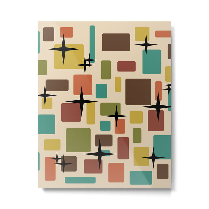 Mid Century Modern Disarrayed Bricks Multicolored Metal Print Gallery Image 1