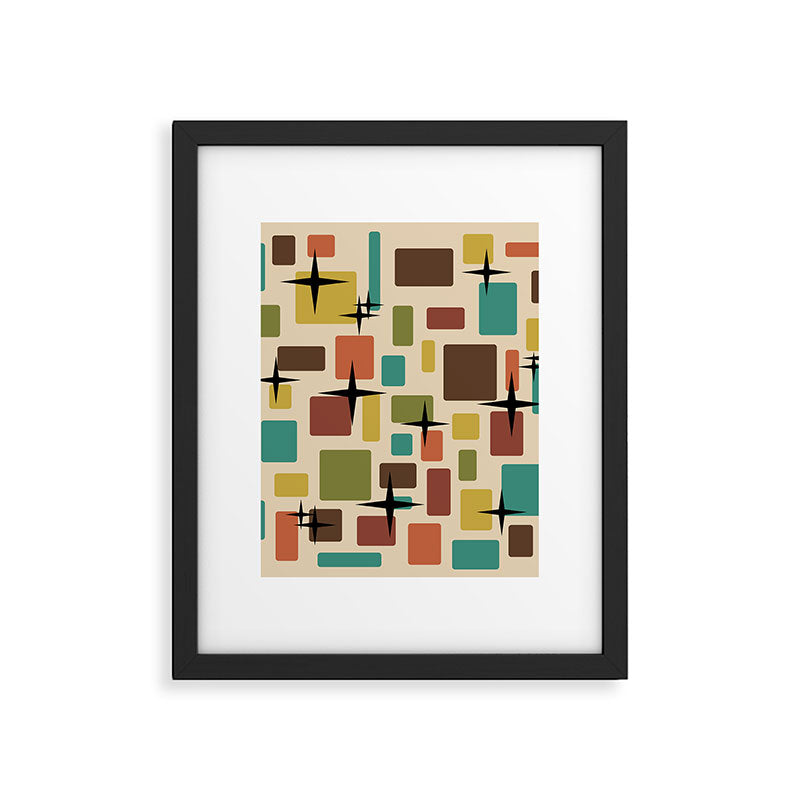 Mid Century Modern Disarrayed Bricks Multicolored Framed Art Print Gallery Image 6