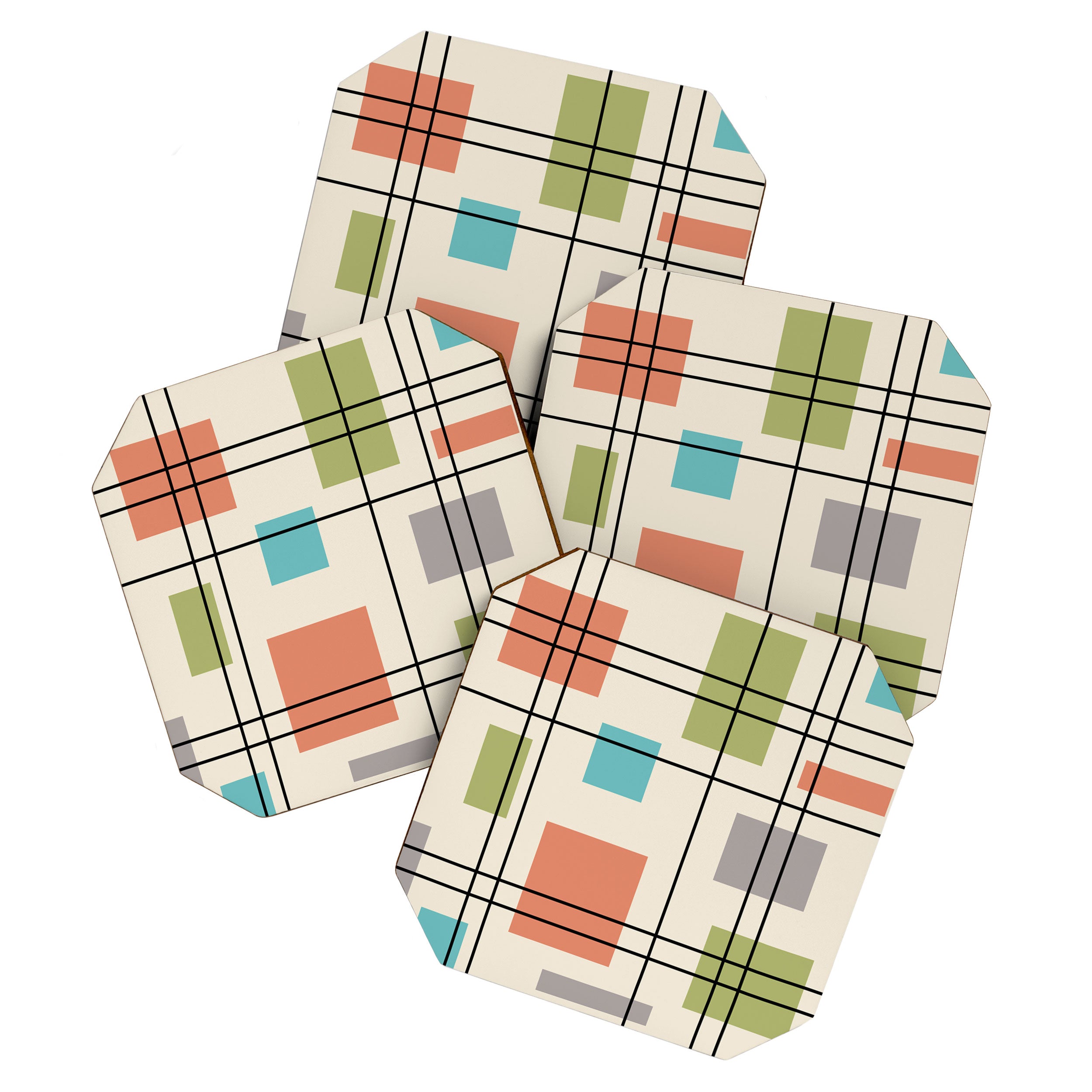 Mid Century Modern Geometric 3 Coaster Gallery Image 1