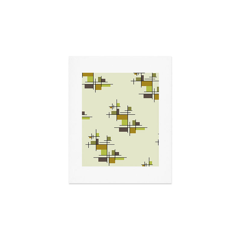 Mid Century Modern Geometric Chartreuse Art Print Gallery Image 1