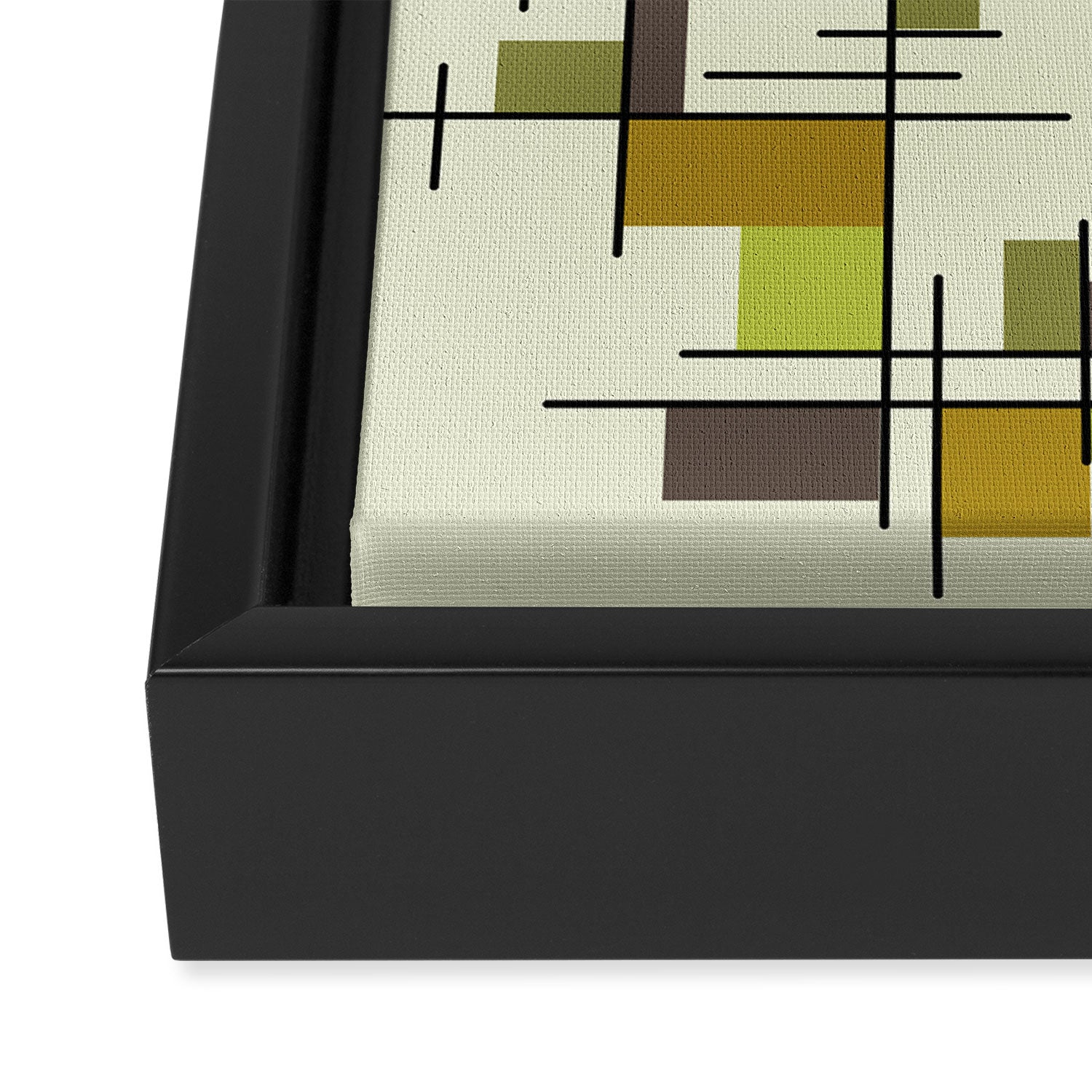 Mid Century Modern Geometric Chartreuse Framed Canvas Print Gallery Image 3