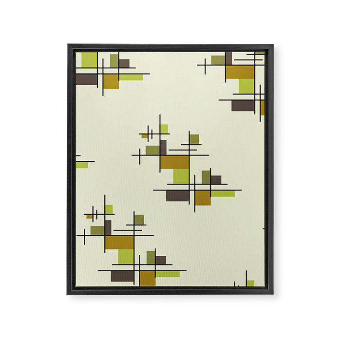 Mid Century Modern Geometric Chartreuse Framed Canvas Print Gallery Image 1