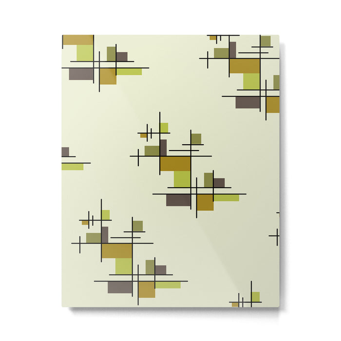 Mid Century Modern Geometric Chartreuse Metal Print Gallery Image 1