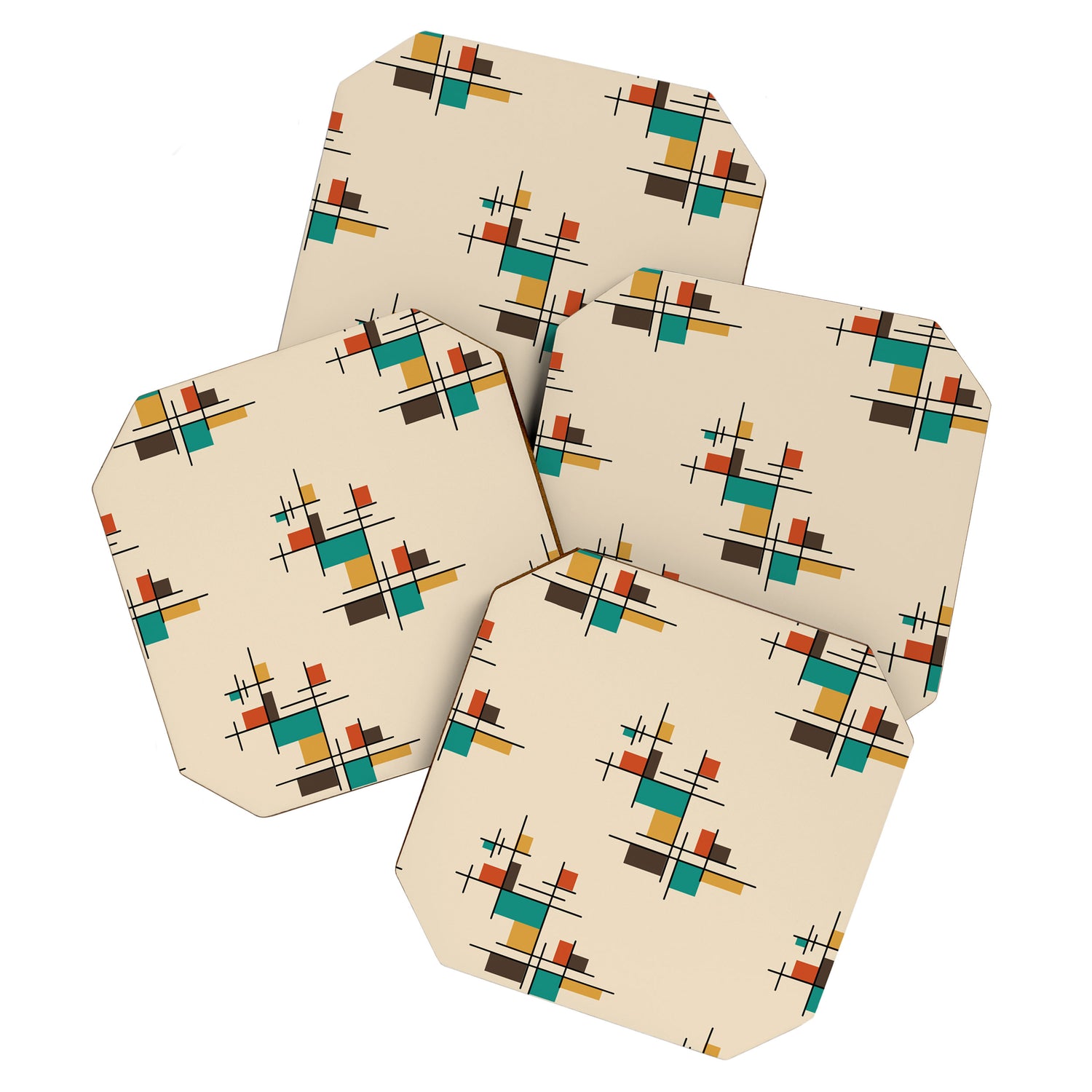 Mid Century Modern Geometric Colorful Coaster Gallery Image 1