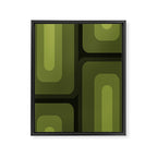 Mid Century Modern Long Rectangles Dark Olive Green Framed Canvas Print Gallery Image 8