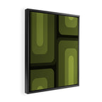 Mid Century Modern Long Rectangles Dark Olive Green Framed Canvas Print Gallery Image 2