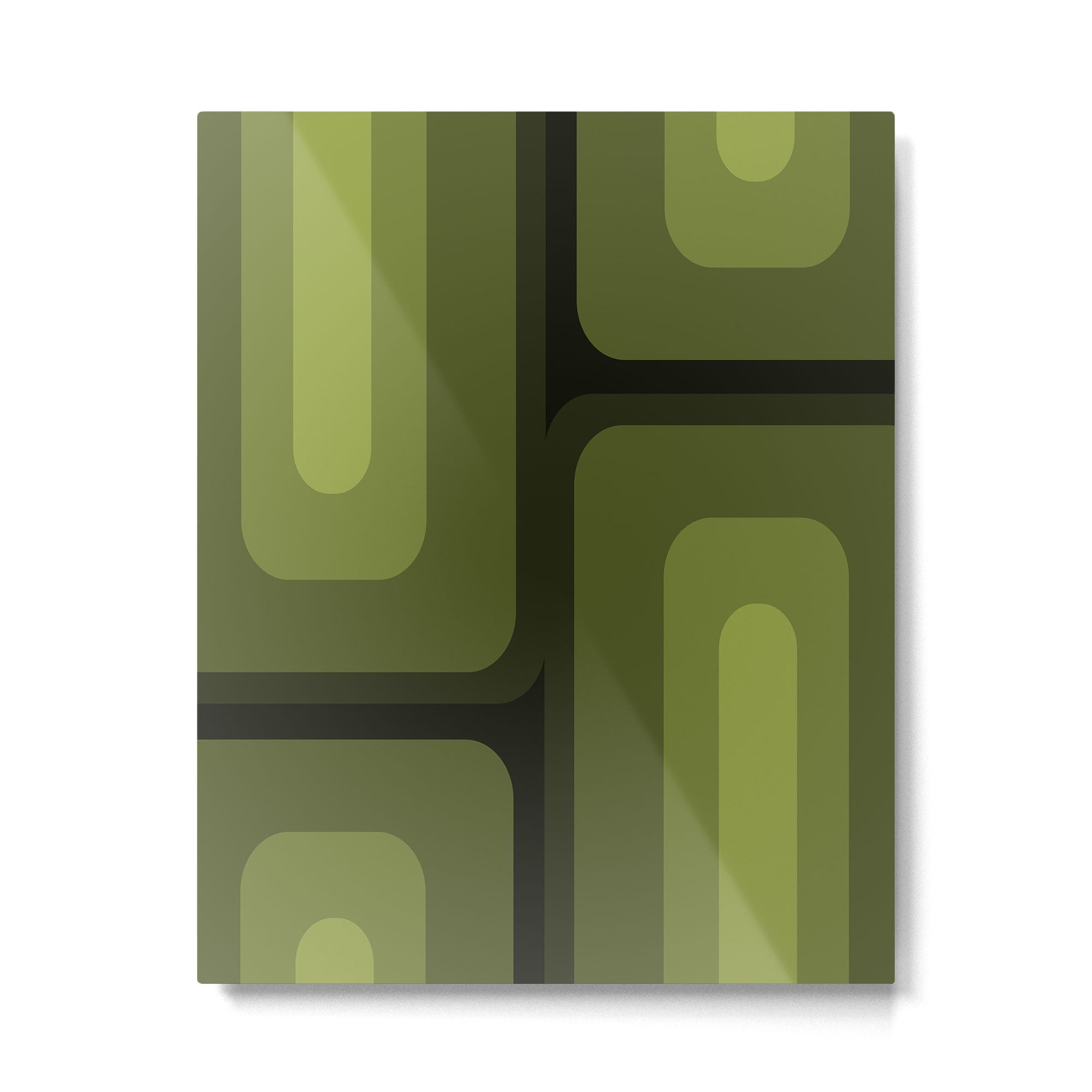 Mid Century Modern Long Rectangles Dark Olive Green Metal Print Gallery Image 6