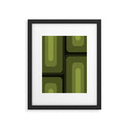 Mid Century Modern Long Rectangles Dark Olive Green Framed Art Print Gallery Image 6