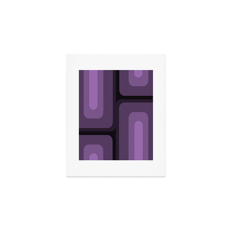 Mid Century Modern Long Rectangles Dark Purple Art Print Gallery Image 1