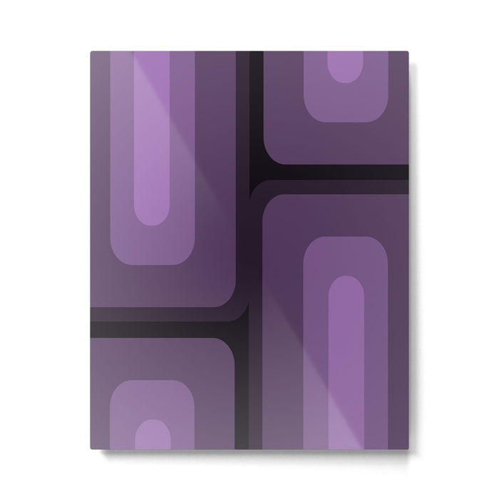 Mid Century Modern Long Rectangles Dark Purple Metal Print Gallery Image 1