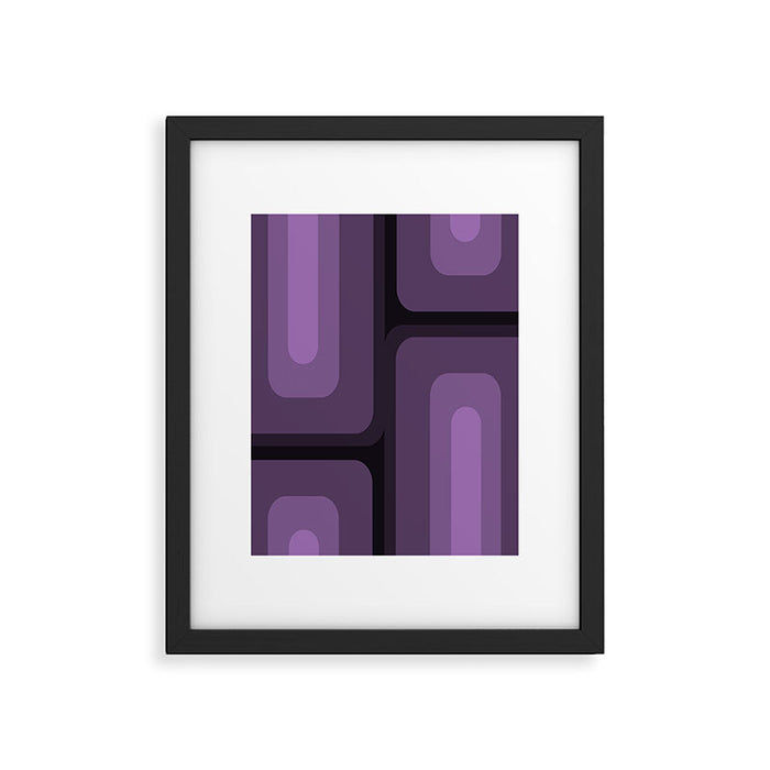 Mid Century Modern Long Rectangles Dark Purple Framed Art Print Gallery Image 1