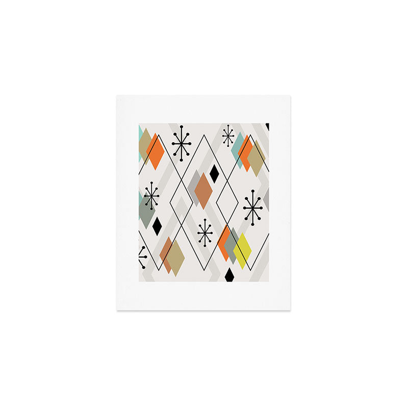 Mid Century Modern Scattered Diamonds Art Print Gallery Image 1