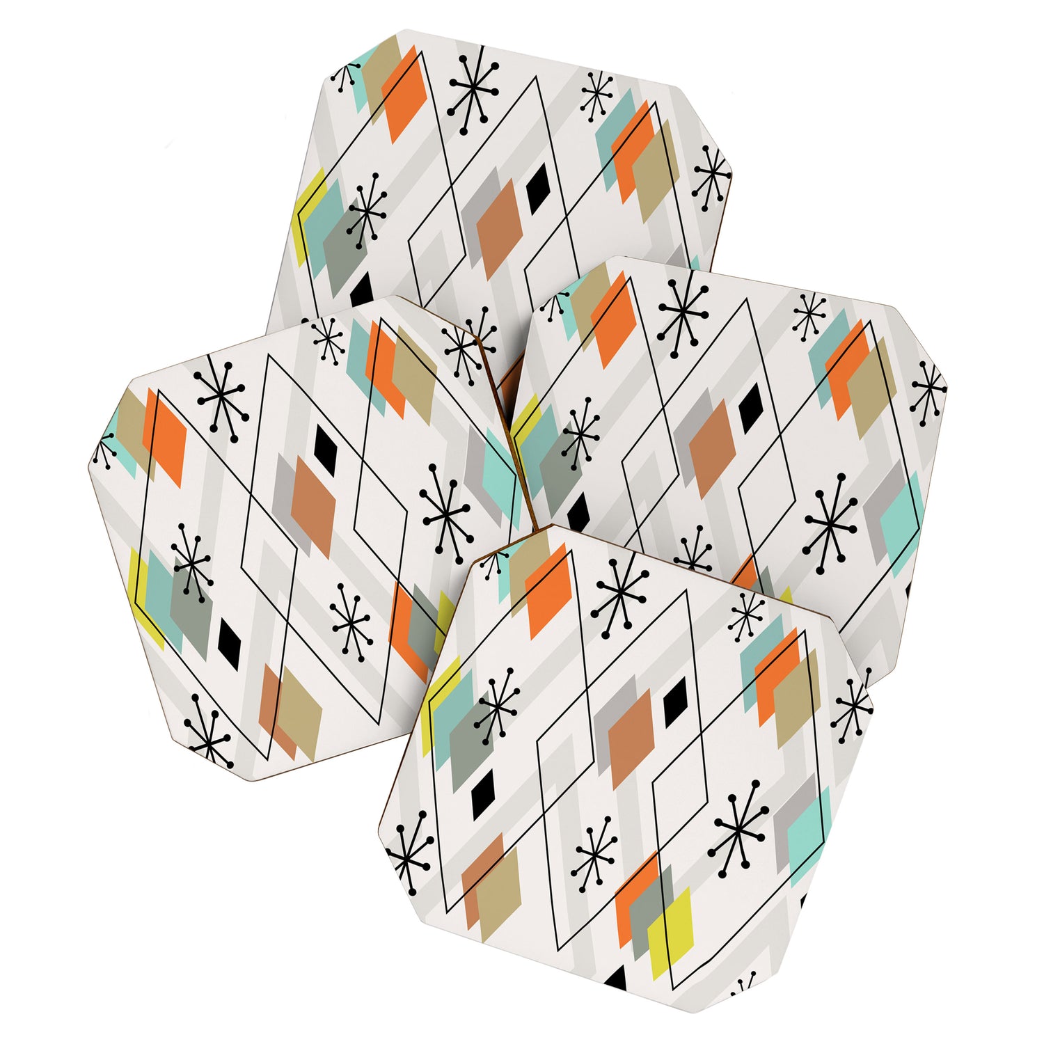 Mid Century Modern Scattered Diamonds Coaster Gallery Image 1