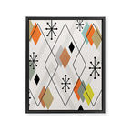 Mid Century Modern Scattered Diamonds Framed Canvas Print Gallery Image 8