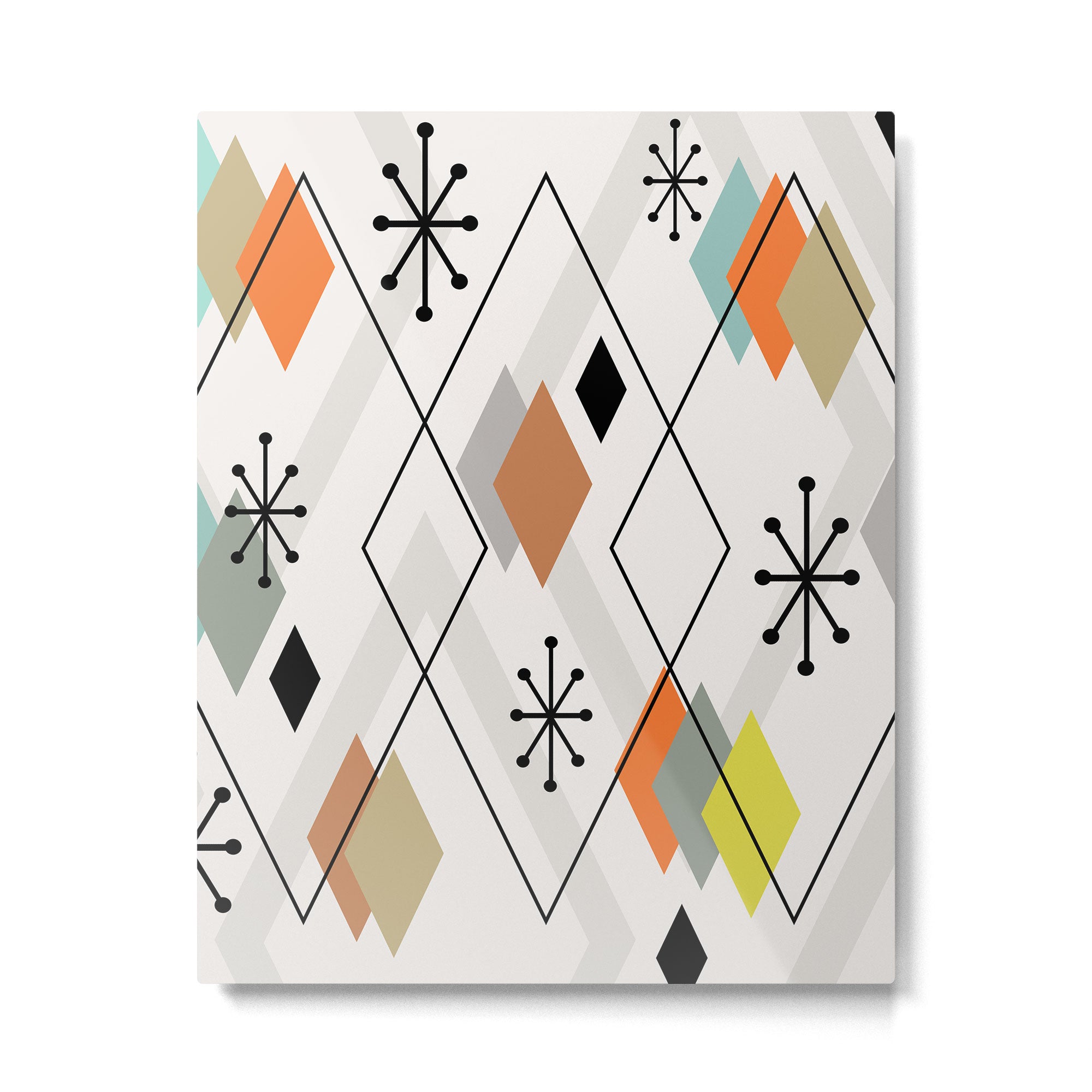 Mid Century Modern Scattered Diamonds Metal Print Gallery Image 6