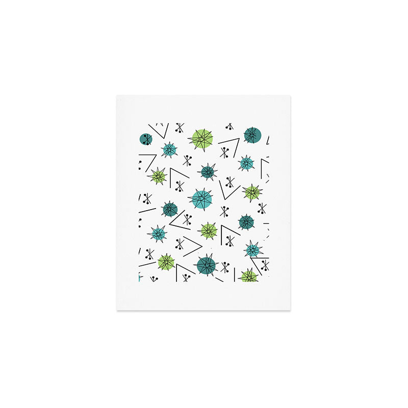 Mid Century Modern Sputnik Starburst Planets 9 Art Print Gallery Image 1