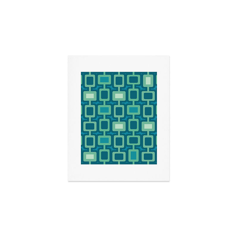 Mid Century Modern Square Columns aquamarine Art Print Gallery Image 1