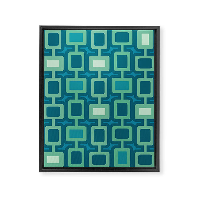 Mid Century Modern Square Columns aquamarine Framed Canvas Print Gallery Image 1