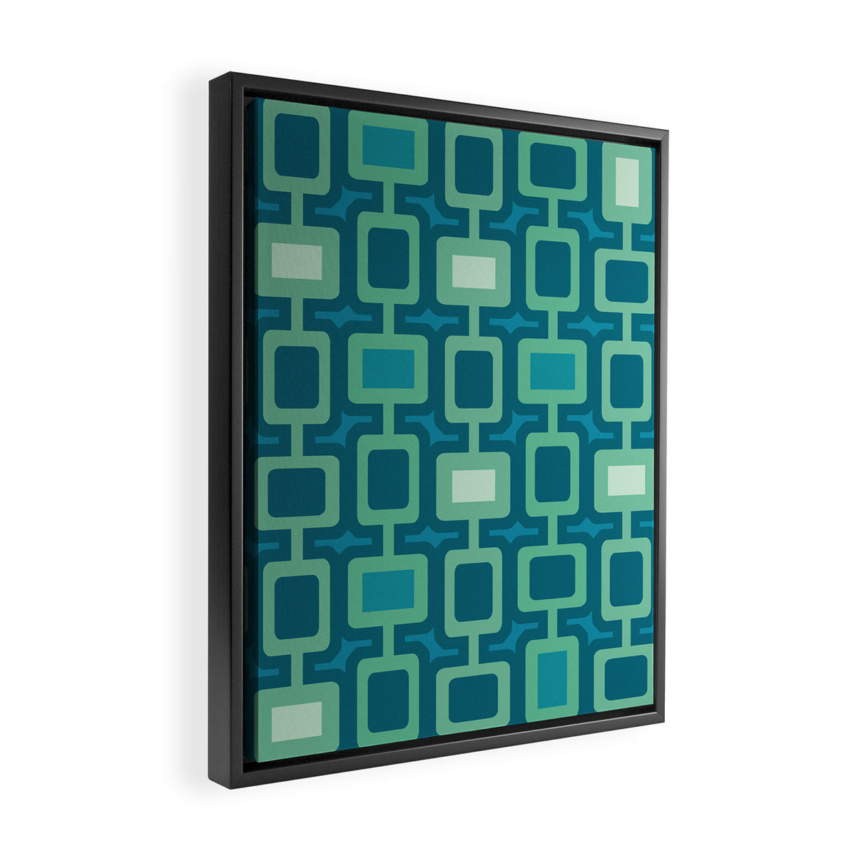 Mid Century Modern Square Columns aquamarine Framed Canvas Print Gallery Image 2
