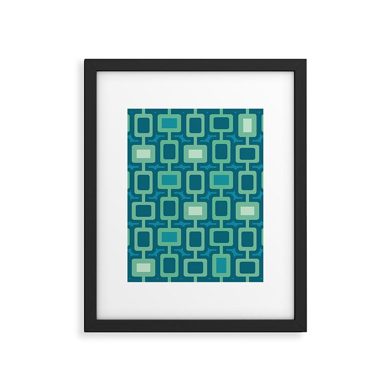 Mid Century Modern Square Columns aquamarine Framed Art Print Gallery Image 6