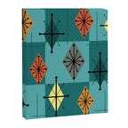 Mid Century Modern Starburst Diamonds Turquise & Teal Canvas Print Gallery Image 8