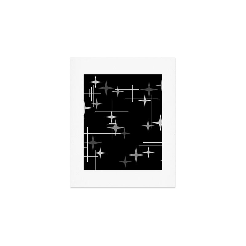 Mid Century Modern Stars (Black) Art Print Gallery Image 1