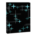 Mid Century Modern Stars Black Teal Canvas Print Gallery Image 8