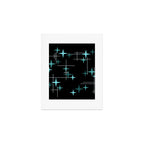 Mid Century Modern Stars Black Teal Art Print Gallery Image 1