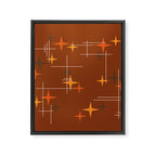 Mid Century Modern Stars Burnt Orange Brown Framed Canvas Print Gallery Image 8