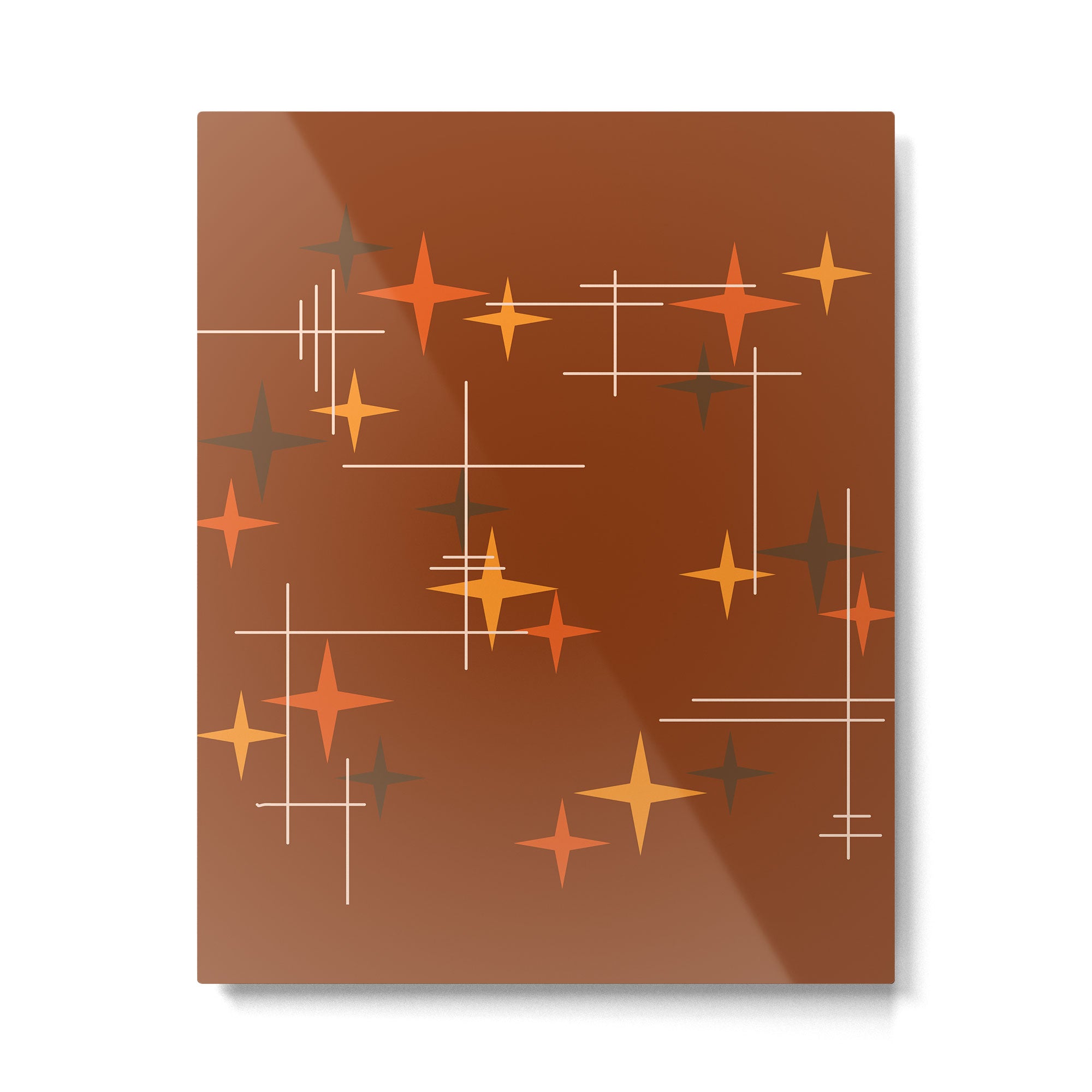 Mid Century Modern Stars Burnt Orange Brown Metal Print Gallery Image 6