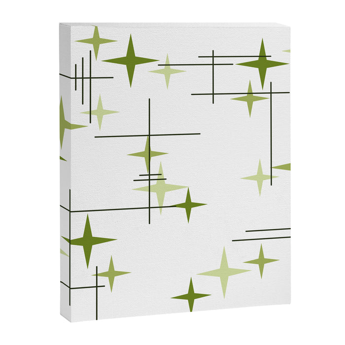 Mid Century Modern Stars Chartreuse Green Canvas Print Gallery Image 1