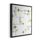 Mid Century Modern Stars Chartreuse Green Framed Canvas Print Gallery Image 2