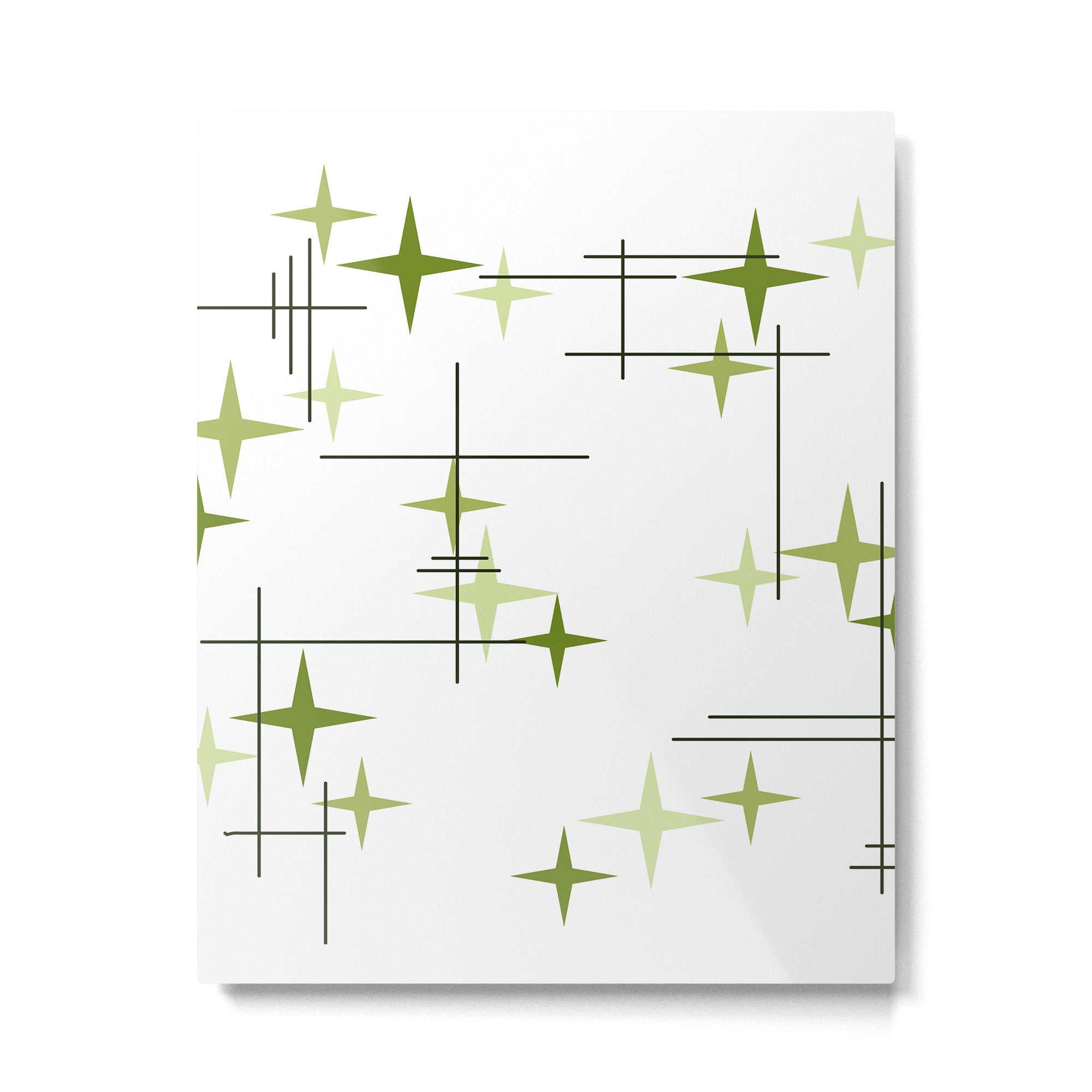 Mid Century Modern Stars Chartreuse Green Metal Print Gallery Image 6