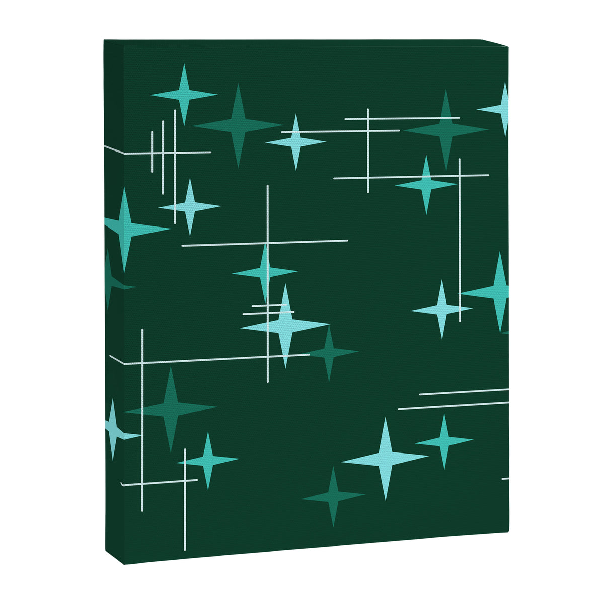 Mid Century Modern Stars Deep Sea Green Canvas Print Gallery Image 8