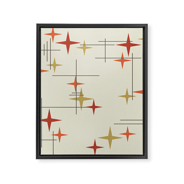 Mid Century Modern Stars Framed Canvas Print Gallery Image 1