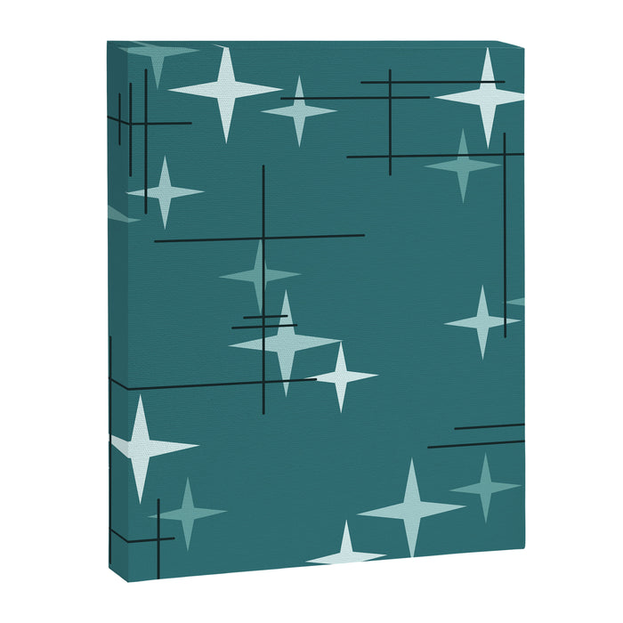 Mid Century Modern Stars (Ocean Green) Canvas Print Gallery Image 1