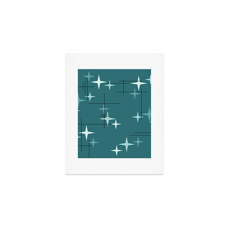 Mid Century Modern Stars (Ocean Green) Art Print Gallery Image 1