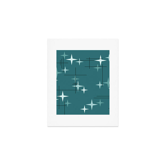 Mid Century Modern Stars (Ocean Green) Art Print Gallery Image 1