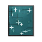 Mid Century Modern Stars (Ocean Green) Framed Canvas Print Gallery Image 8