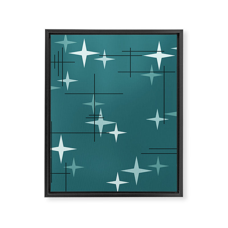 Mid Century Modern Stars (Ocean Green) Framed Canvas Print Gallery Image 8
