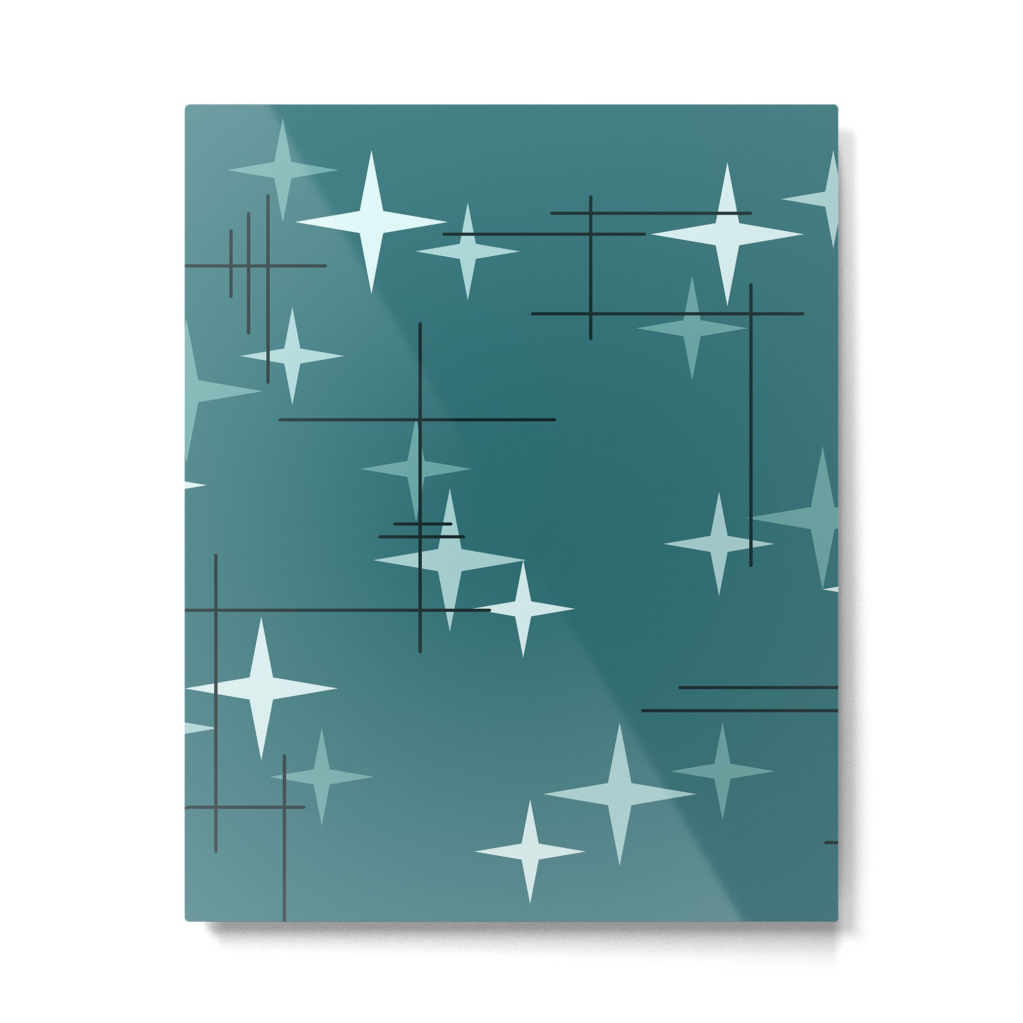 Mid Century Modern Stars (Ocean Green) Metal Print Gallery Image 6